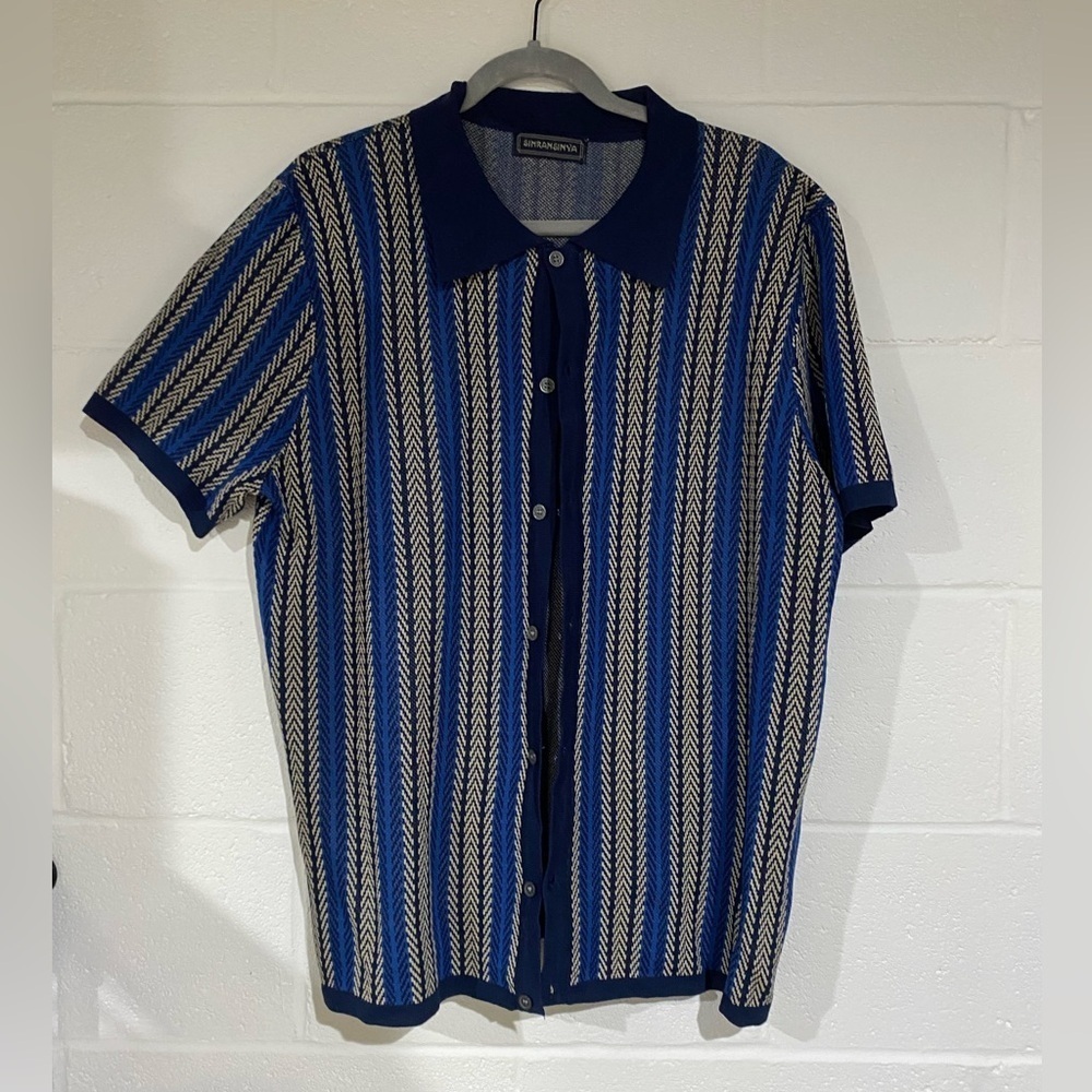Xxlarge Blue and Tan Striped Shirt